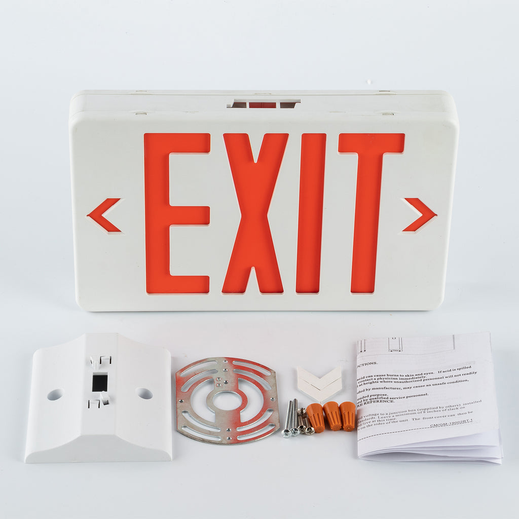 Red-LED Exit Sign-Battery Backup-Flame-Retardant-Single or Double Face