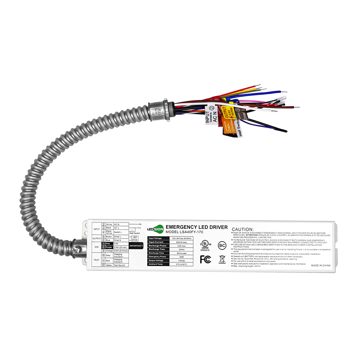 40W AC 100-347V Emergency Backup Driver | LSA40FY-170