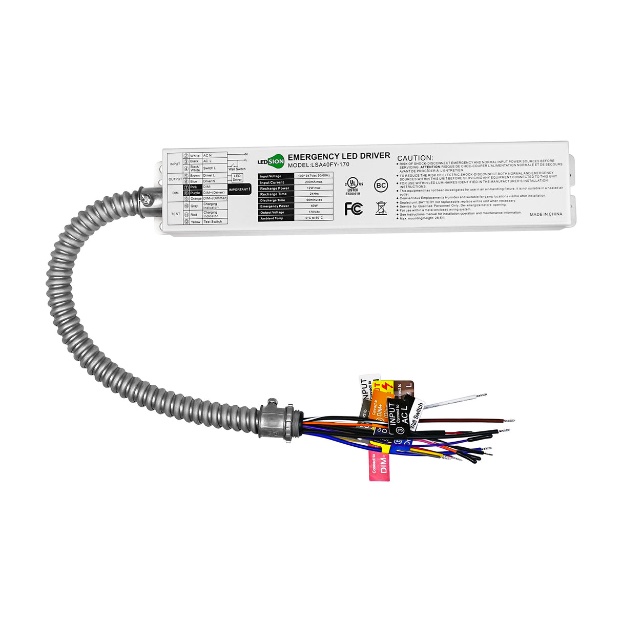 40W AC 100-347V Emergency Backup Driver | LSA40FY-170