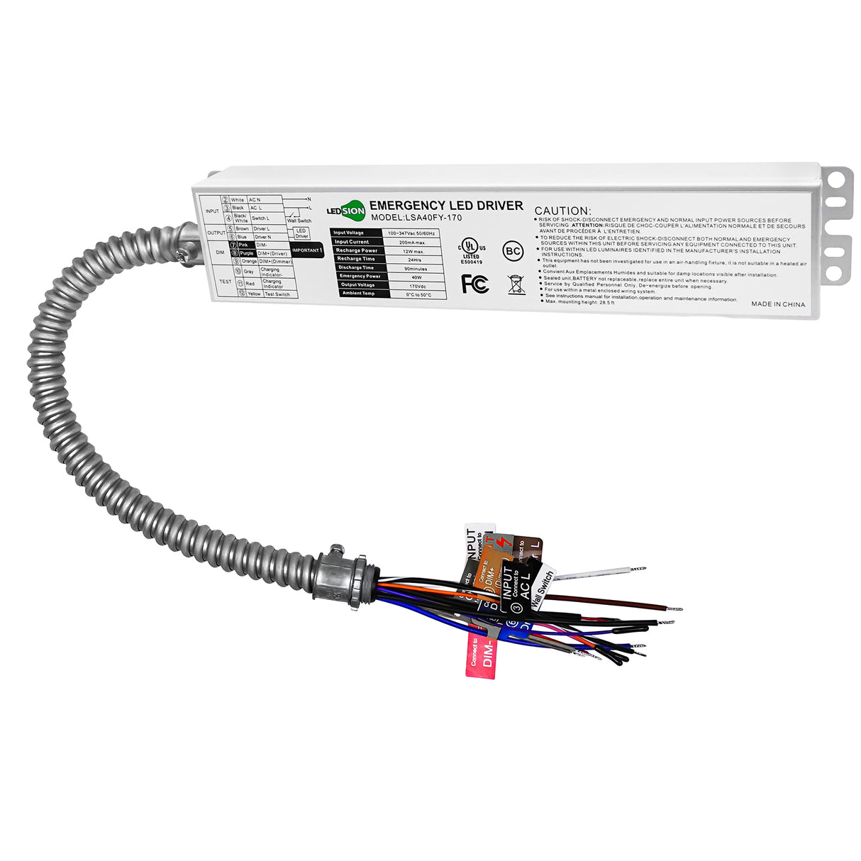 40W AC 100-347V Emergency Backup Driver | LSA40FY-170