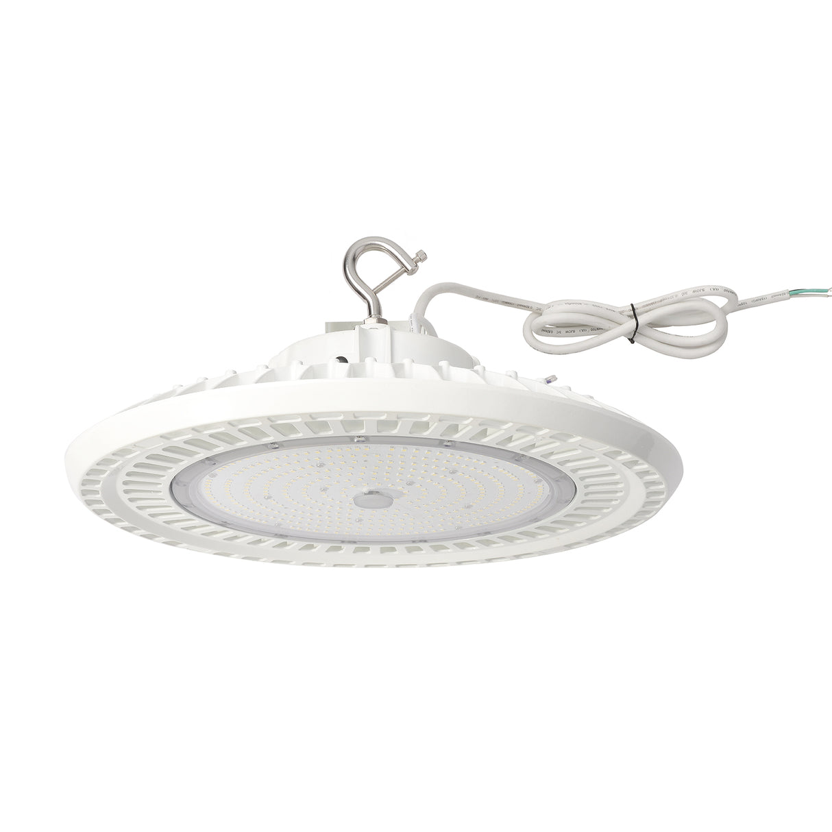 100/120/150W Wattage Selectable White Housing LED UFO High Bay Light AC 100-277V CCT 5000K | 5EHB-150W-120V-50K-SV2-W