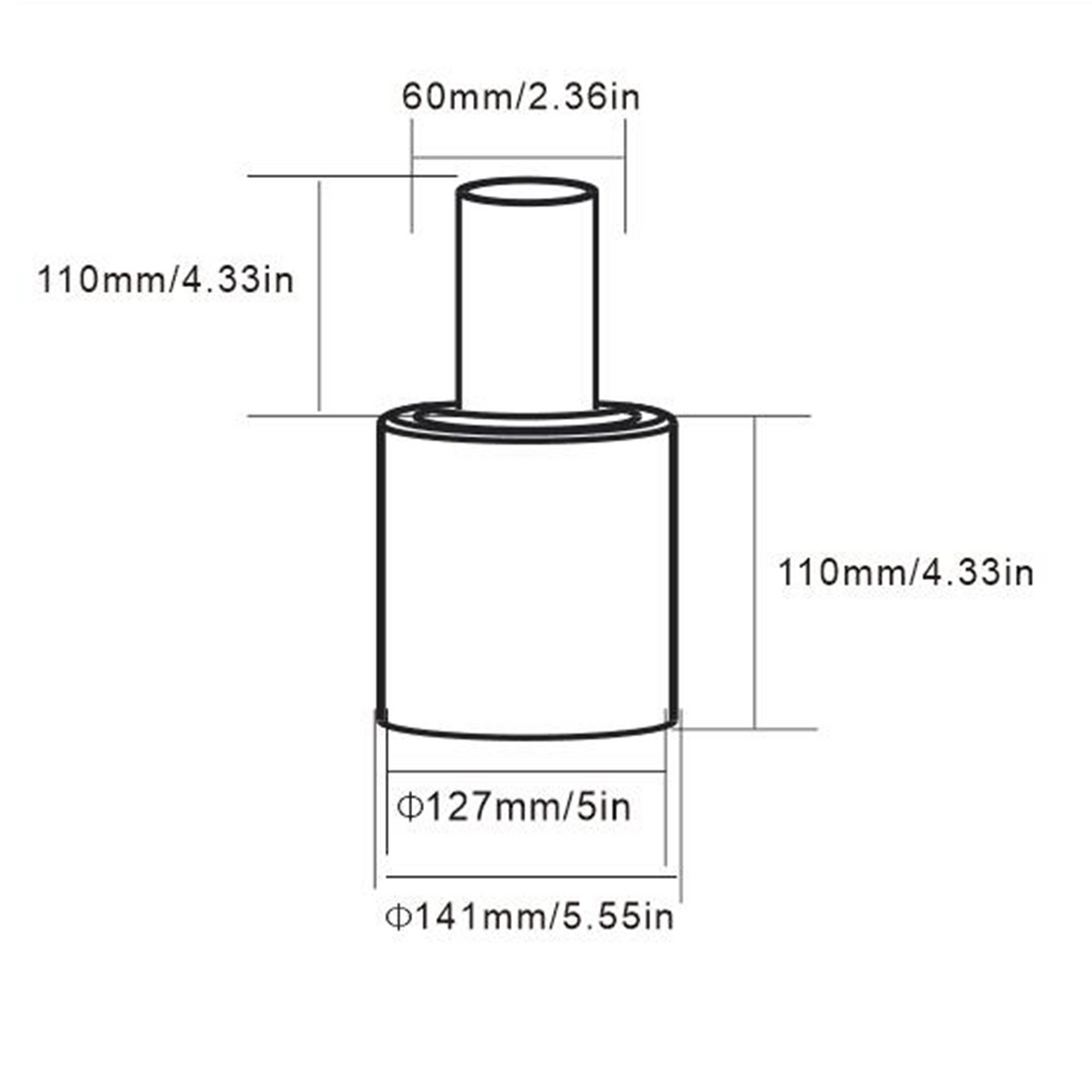 5in round base tenon adapter