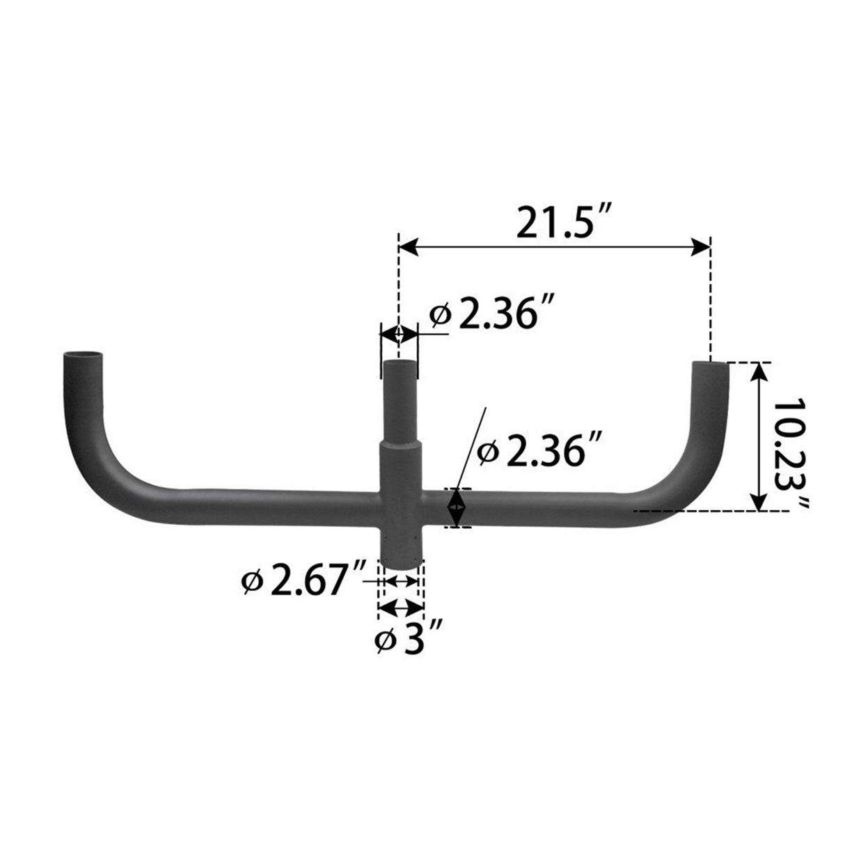180 Degree Round Triple Bullhorn Tenon for 3 fixtures | BH3N3H