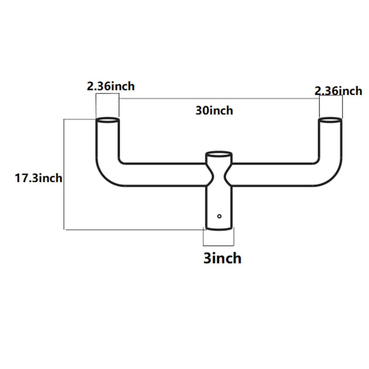 180 Degree Round Double Bullhorn Tenon for 2 fixtures | BHT180D