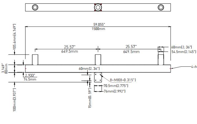180° Low Profile Bullhorn with (3) 2-3/8in O.D. Tenon For 3 Fixtures | BH3HL