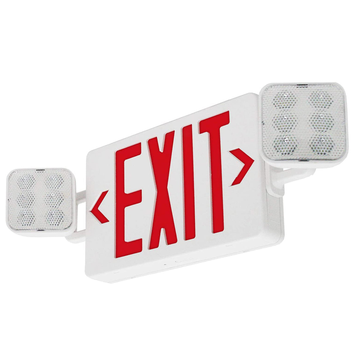 Red Combo LED Emergency Exit Sign-Adjustable Light Heads | LS-ES082A