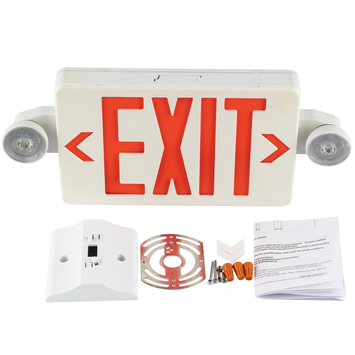 Red Combo LED Emergency Exit Sign-Battery Backup-Adjustable Light Heads | LS-ES007SR