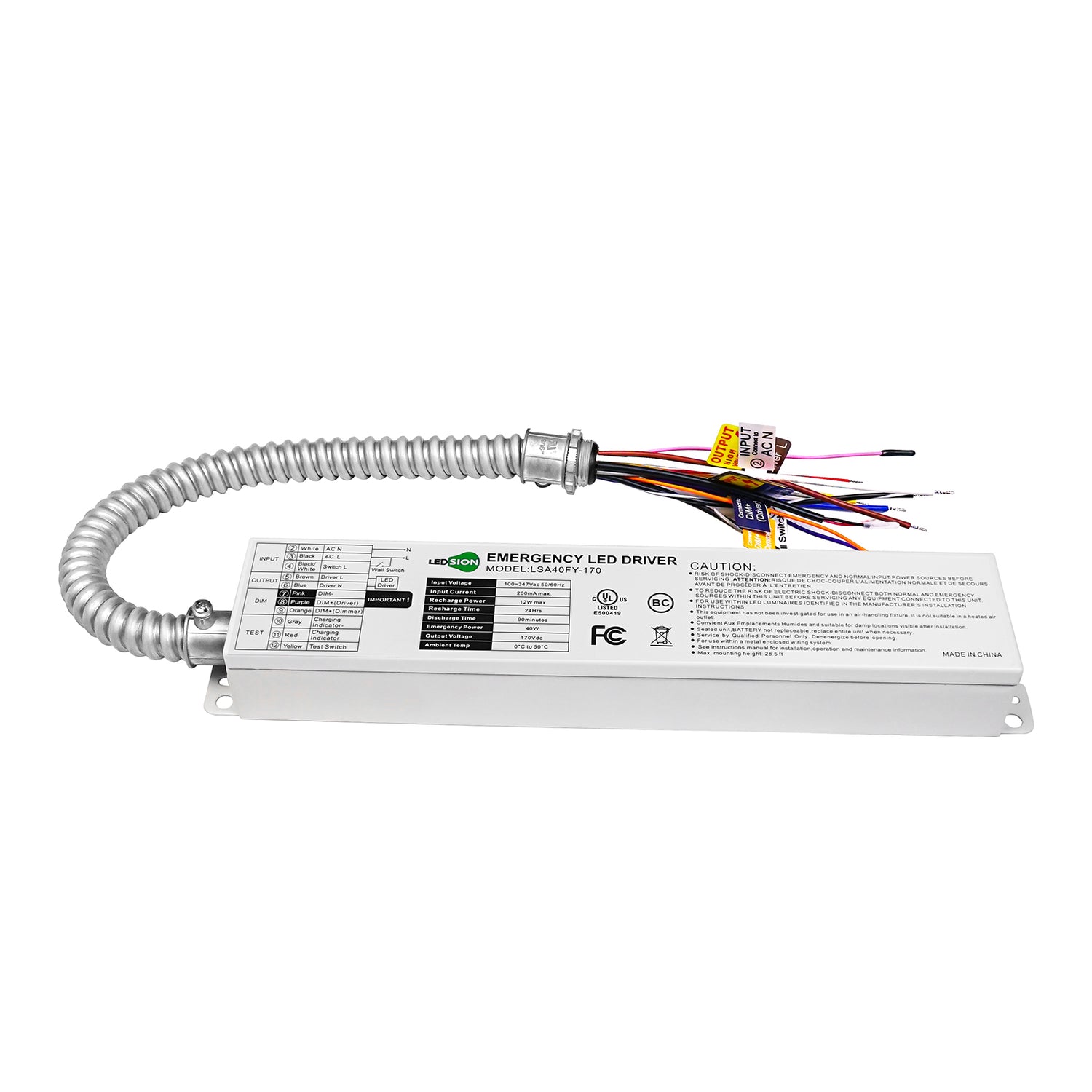 100~347V 40W High temperature LED Emergency Driver, emergency backup ...