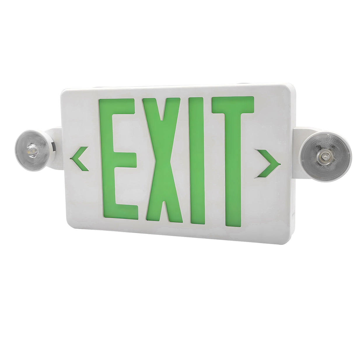 Green Combo LED Emergency Exit Sign-Battery Backup-Adjustable Light Heads | LS-ES007SG
