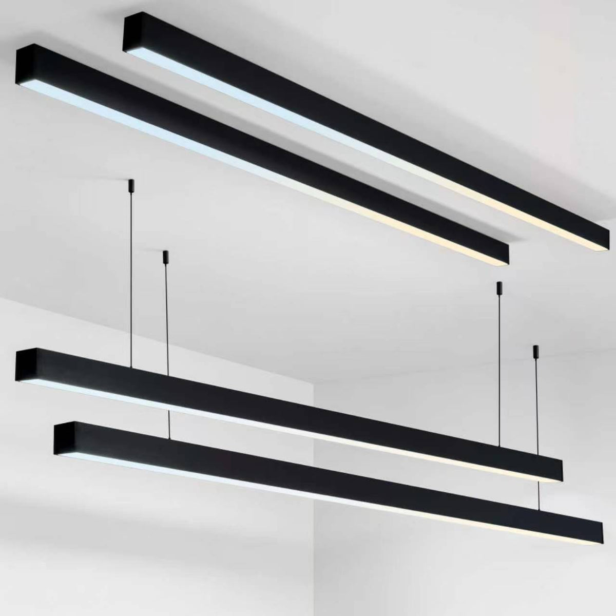 4FT Architectural LED Linear Light - CCT & Wattage Selectable Up/Down Suspended & Surface Mount Fixture