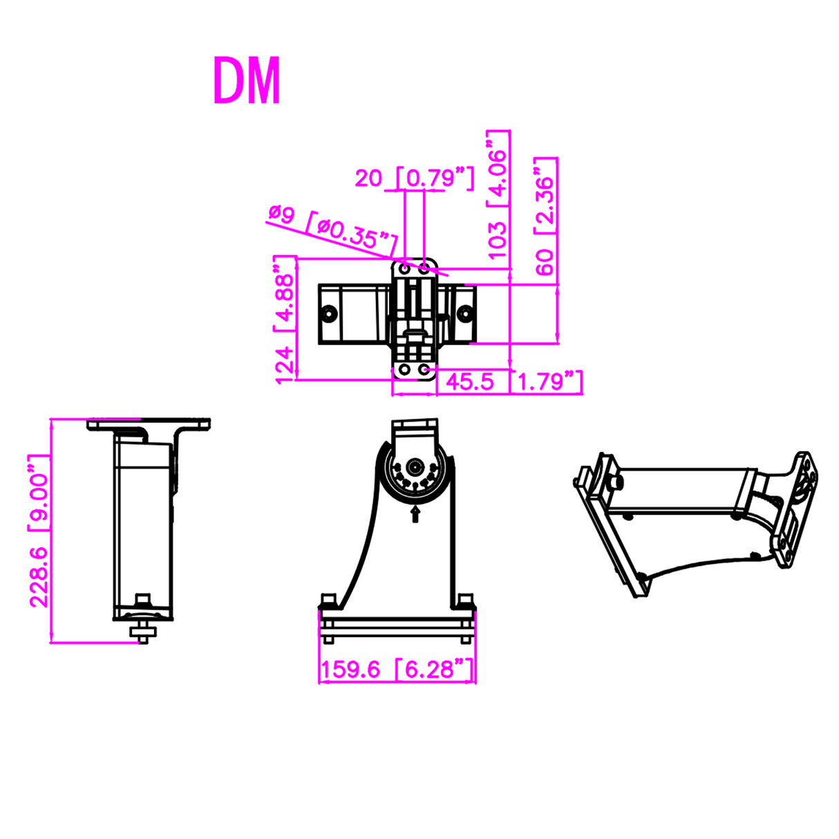 Bronze Adjustable Direct Arm Mount for Ledsion shoebox lights