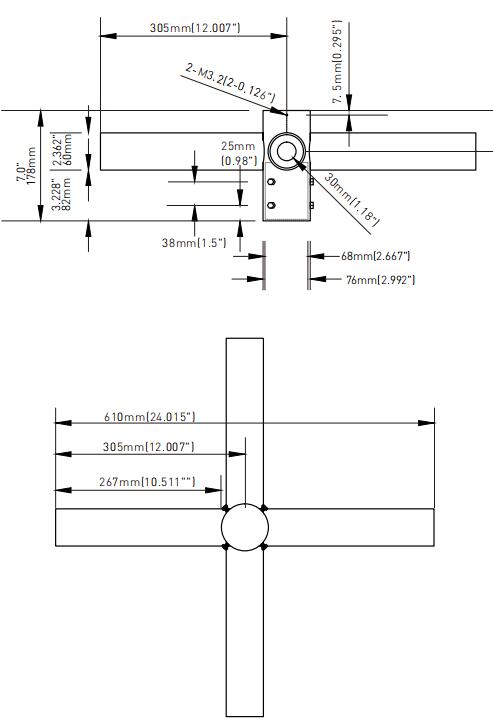 Quad 90D Tenon Adapter -4 Light Pole Adapter for Slip Fit -Bronze - Quad Bullhorn Mount | TN4HL
