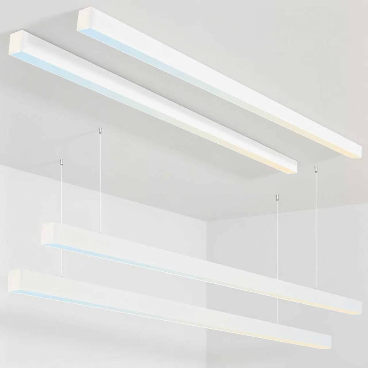4FT Architectural LED Linear Light - CCT & Wattage Selectable Up/Down Suspended & Surface Mount Fixture